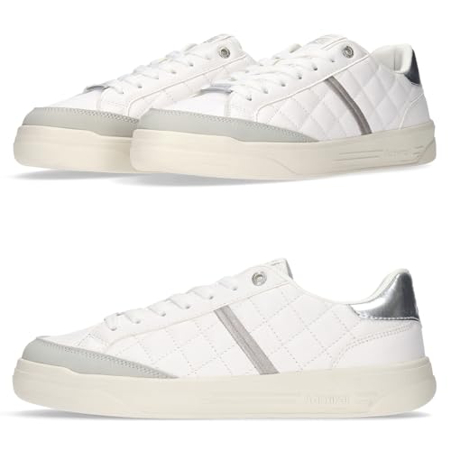 Admiral MARTON QUILT AD833 Sneakers, Unisex, White/Silver, Size 26.5cm