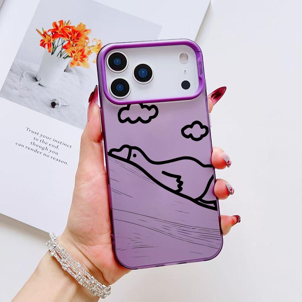 Cute Cartoon Duck Phone Case For iPhone 17 16 15 14 13 12 11 Pro Max Air Matte Laser Aurora Shockproof Funda