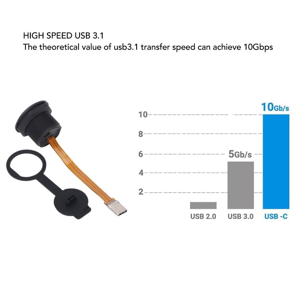 IP67 Waterproof Type C 3.1 Panel Mount Connector FPC Cable Connector Industrial Automation