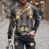 Funny 3D Lion Printed Long Sleeve T-shirt Fashion Animal Pattern Men's Tops Casual O-neck Oversized Pullover Autumn Men Clothing