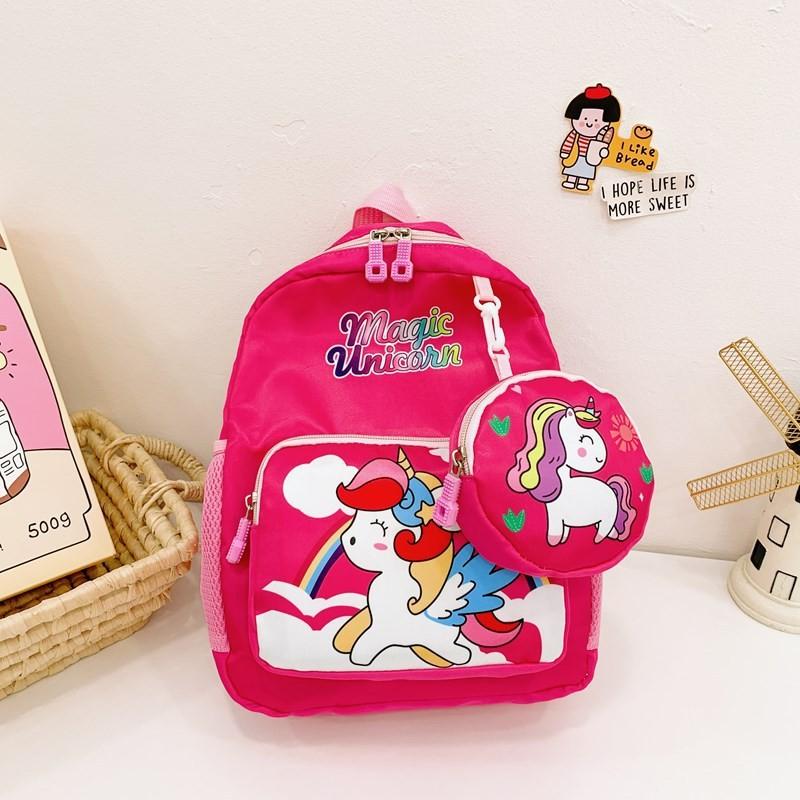 Cartoon Animal Unicorn Backpack Printed Nylon Versatile And Cute For Children