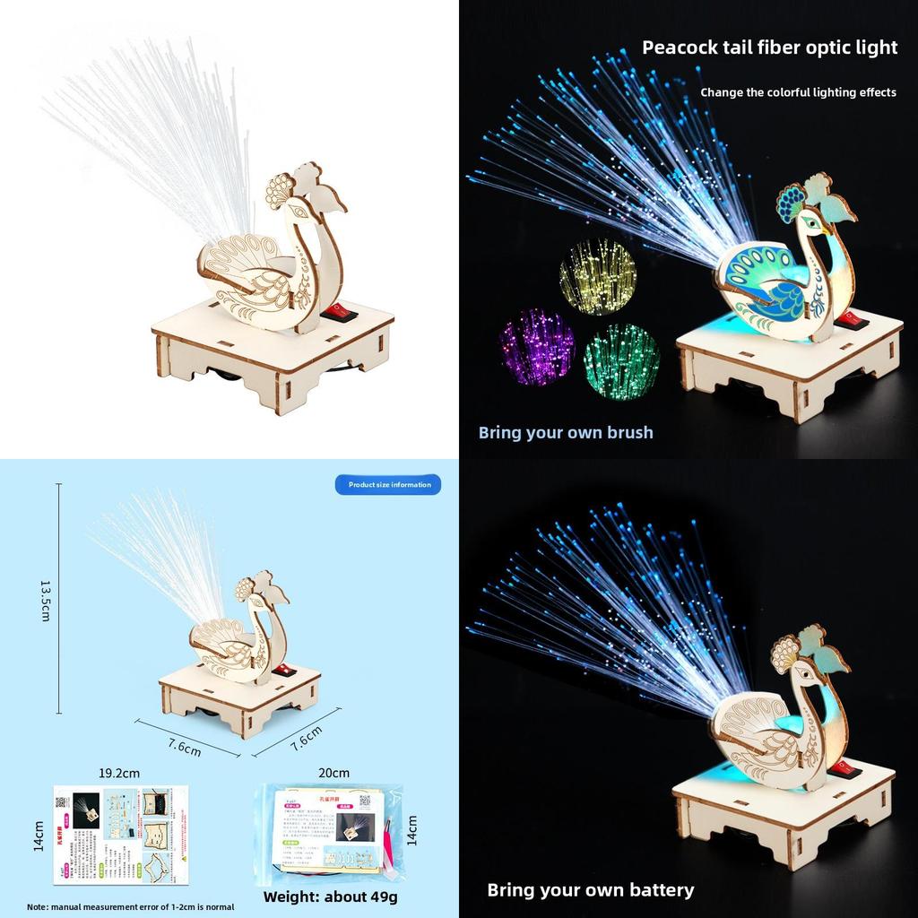 Science Experiment Fiber Optic Peacock Kit With Diy Electric Components For Childrens Educational Fun