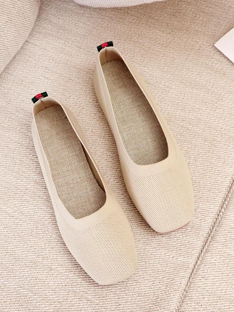 Fashion Shoes of Women  Fashion Knitted Mesh Breathable Ladies Loafers Comfort Square Toe Casual Flats Zapatos De Mujer 2024