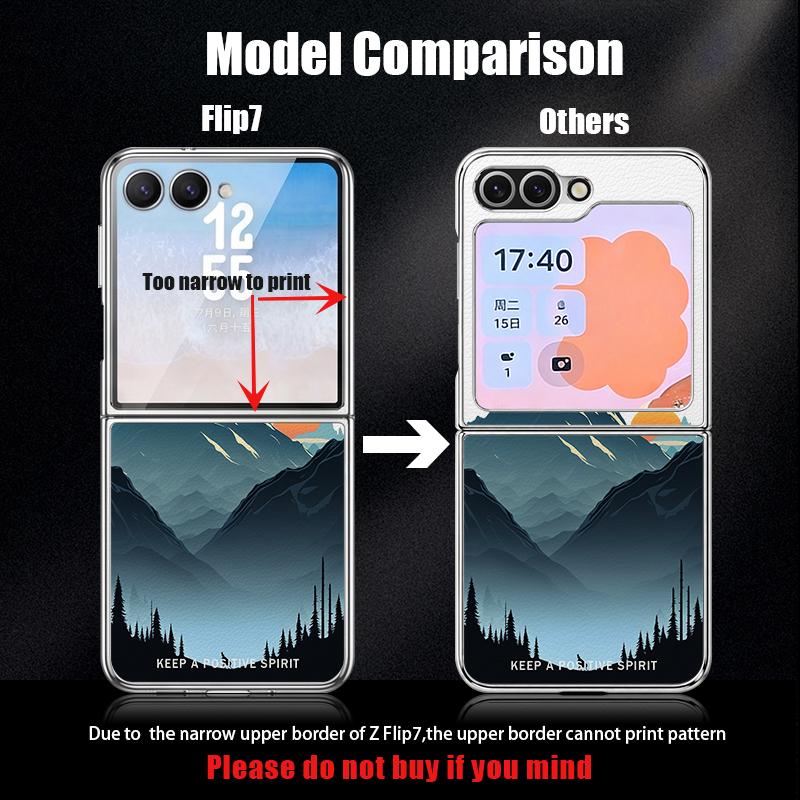 Mountain Landscape Case For Samsung Z Flip 8 7 6 5 Hybrid 3in1 Leather Skin Plating Frame Hard Folding Phone Cover For Galaxy Z Flip8 Flip7 Flip6