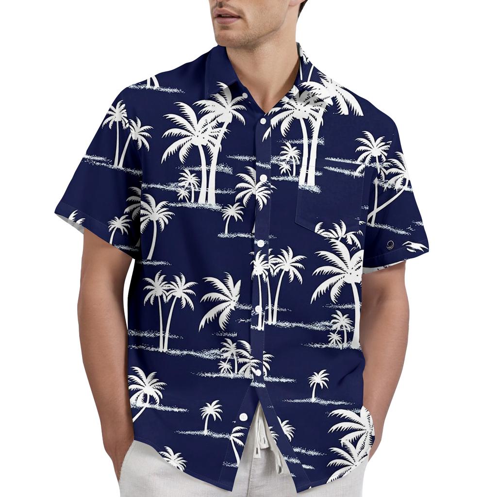 Men's Casual Button Down Short Sleeve Shirt Floral Print Lightweight Breathable Fabric Relaxed Fit Summer Beach Shirt