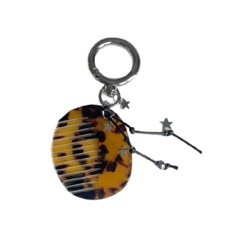 Alloy Acrylic Keyring Comb Double Purpose Hair Tool Sturdy Construction Hair Grooming Keychain For Daily Essential