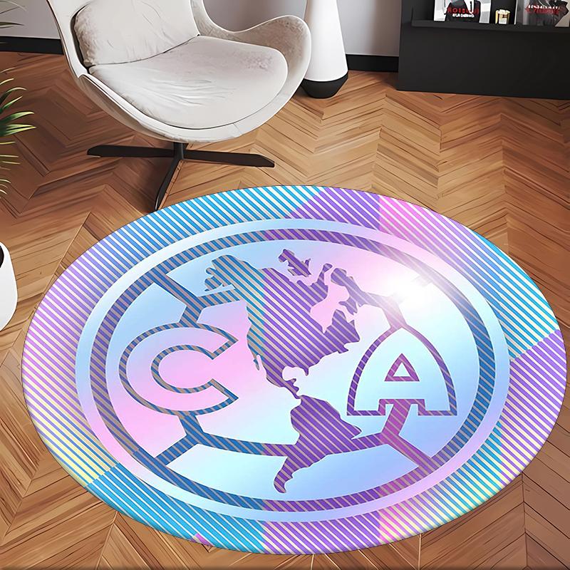 Club América (5) Round Office Rug Decorative Floor Rug for Office Bedroom Living Room and Home Space