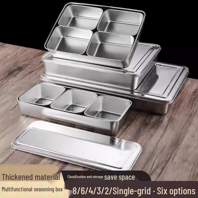Commercial Stainless Steel Multi-Compartment Seasoning Box