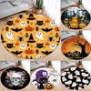 Halloween Themed Round Door Mat with Ghost Pumpkin Cat Skull Patterns Floor Mat for Home Decor Adding Festive Spooky Atmosphere