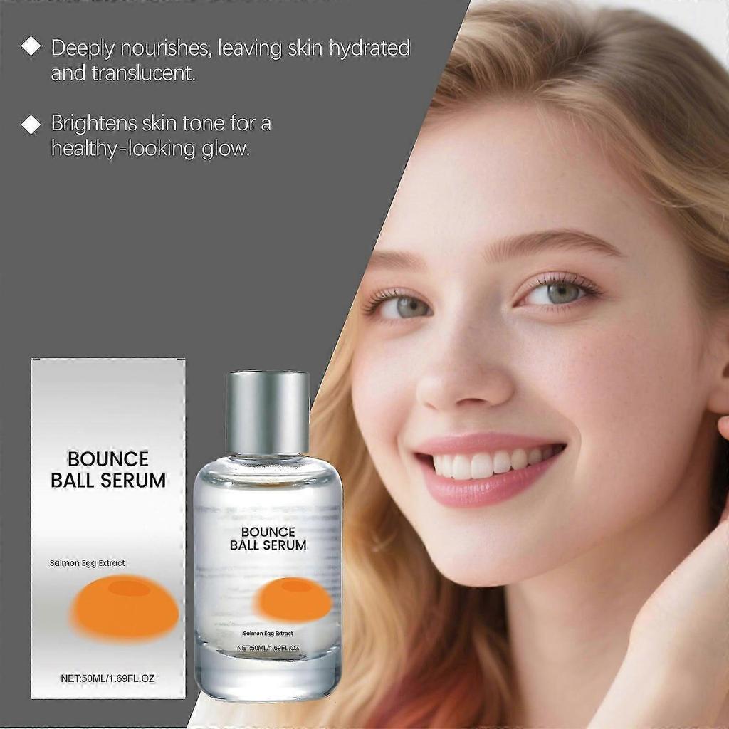 Salmon PDRN Bounce Ball Serum - PDRN Salmon DNA Serum for Plumping, Firming & Glass Skin | Glowing skin Booster | Lightweight, Non-Sticky 50ML