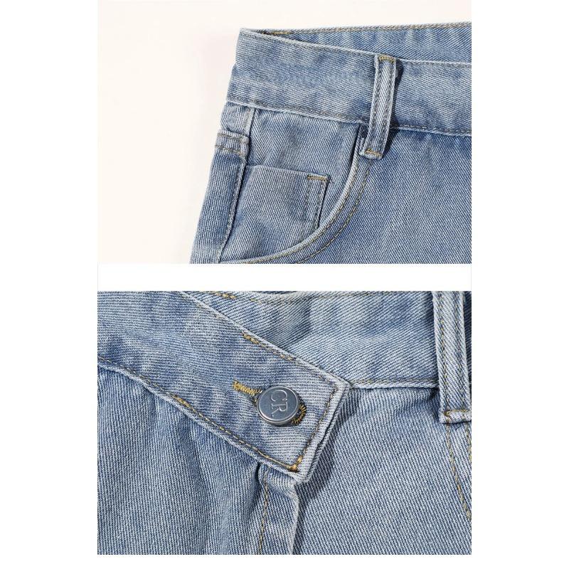 Women High Waist Wrap Denim Skort Light Blue Casual Jean Skirt Shorts