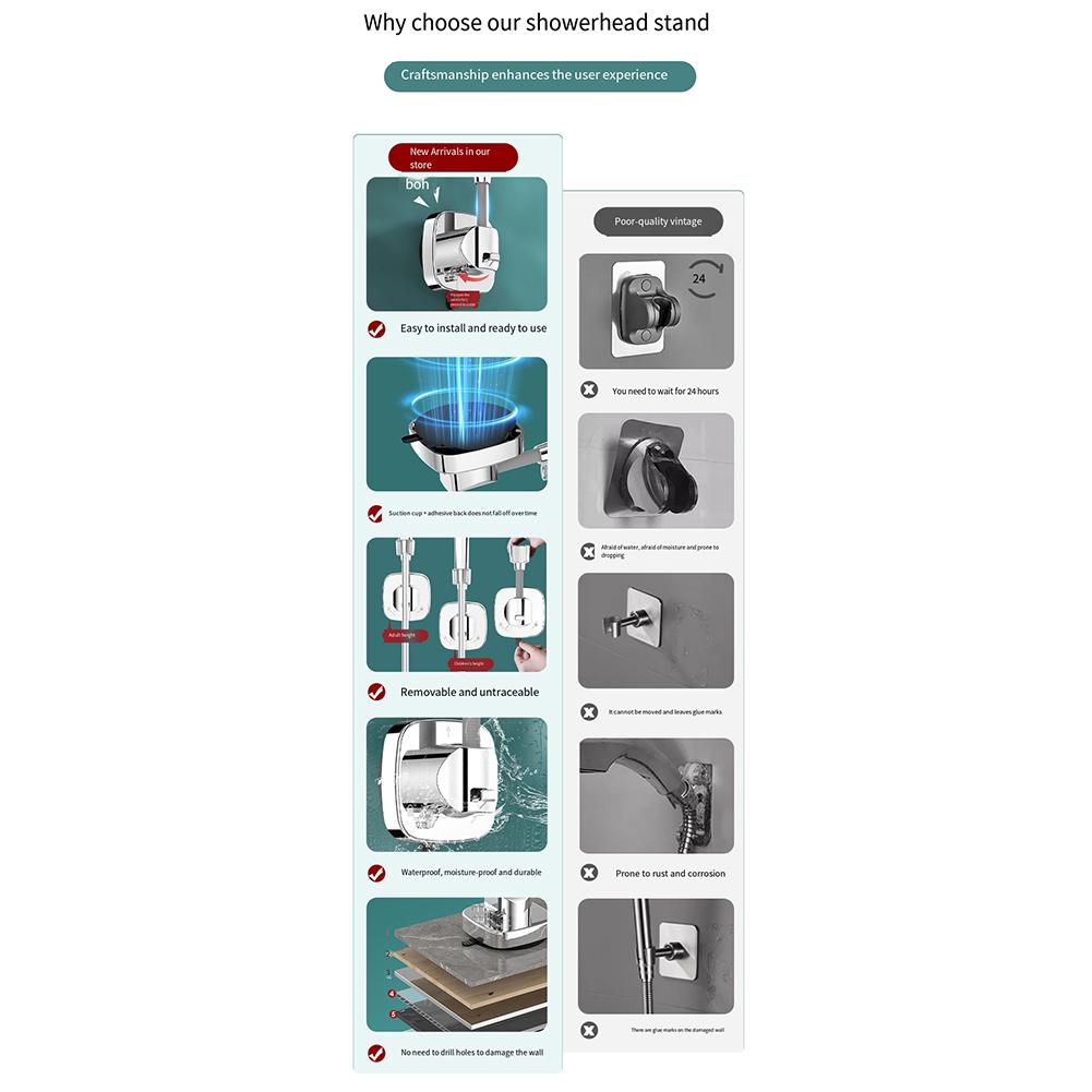 Non-Punching Shower Stand Suction Cup Shower Holder
