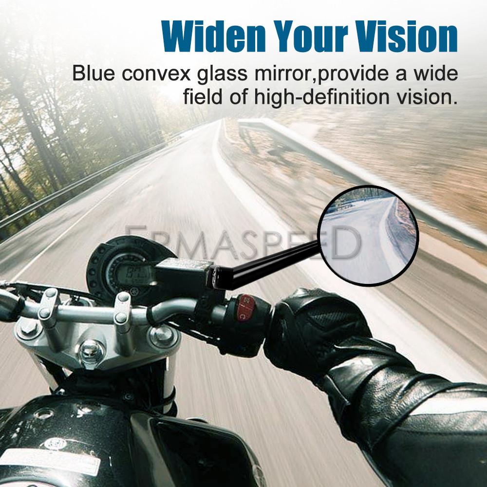 Round Motorcycle Rear View Mirrors Universal 8MM 10MM CNC Aluminum Handlebar Mirrors for Scooter Cruiser Dirt Bike