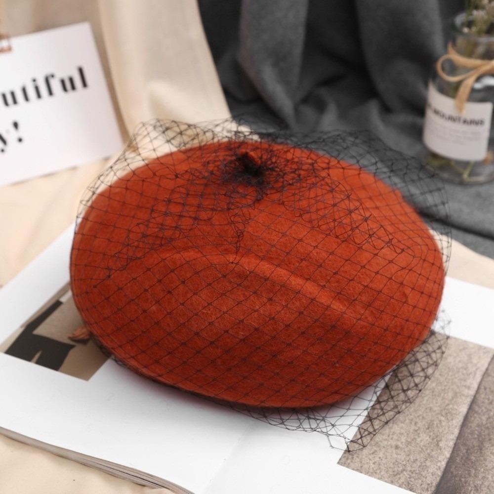 French Style Painter Hat Net Beanie Cap Vintage Mesh Wool Beret  Girl