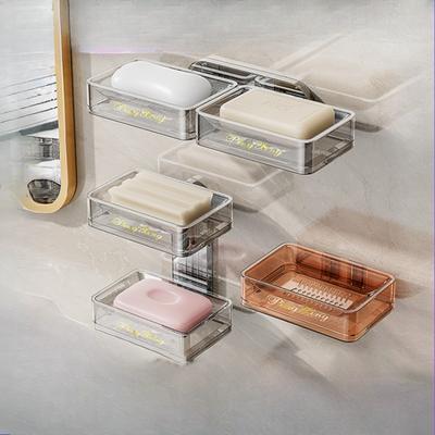 Light Luxury Double-layer Soap Box Wall-mounted Bathroom No Need for Drilling and Draining Soap Rack