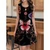 Robe d'été sans manches imprimée 3D pour femme Mode Polyvalente Tendance Respirante Décontractée