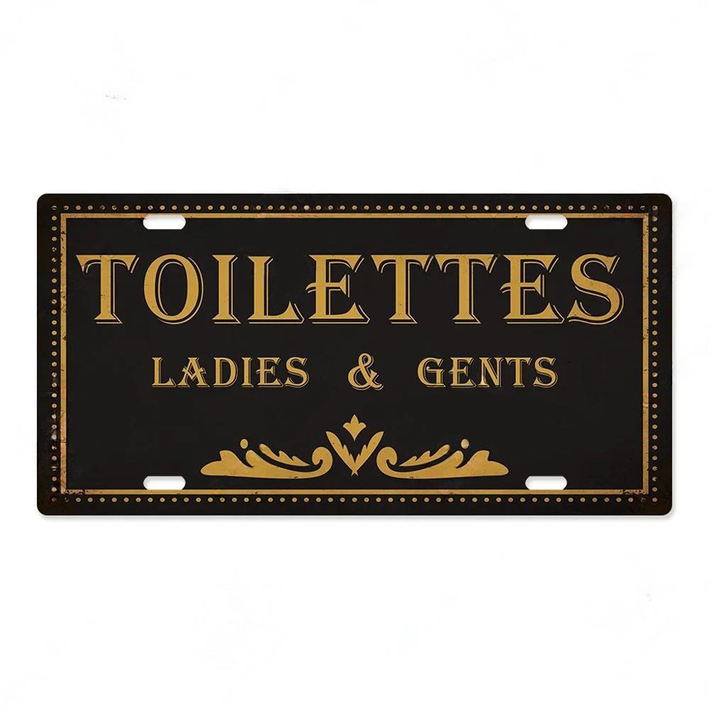 Restroom Metal Signs Wall Decor Plaque Metal Vintage License Plate for Home Bar Club Toilet Bathroom Restroom
