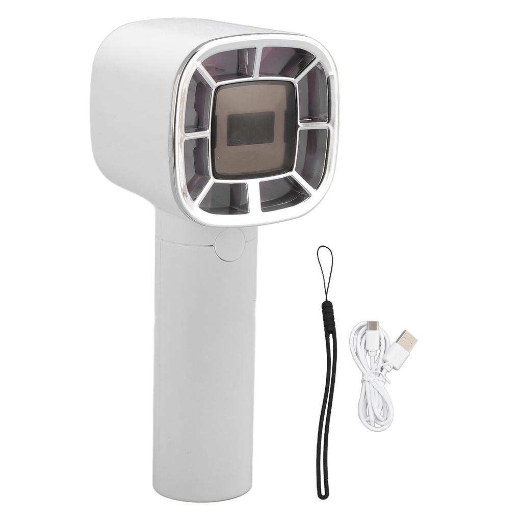 Handheld Portable Turbocharged Fan White 3 Speed High Wind Power USB Charging Small Handheld Fan