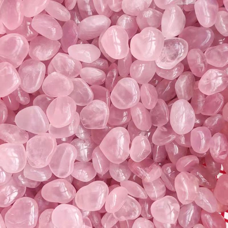 10pcs Natural Heart Shaped Cute Rose Quartz Natural Palm True Gem Set Spiritual Energy Balance