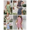 2025 Spring and Autumn Style Leisure Commuting Rural Fashion Dress V-neck Printed Skirt