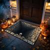 Indoor Outdoor Utility Rug 3D Halloween Entrance Rug Spooky Skeleton Depth Pattern Polyester Fiber Mat Non-slip Absorbent Door for Front Bathroom