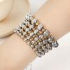 Couple Stainless Steel Stretch Bracelet Mixed Color Grid Beads Waterproof Durable Non-Fade Wristband