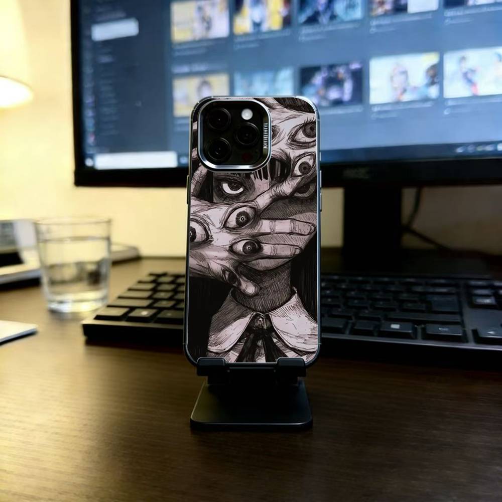 Spooky Scary Red Eye Face Phone Case For iPhone 17,16,15,14,13,12,11 Plus,Pro Max,XS,Colorful Silver Black Cover