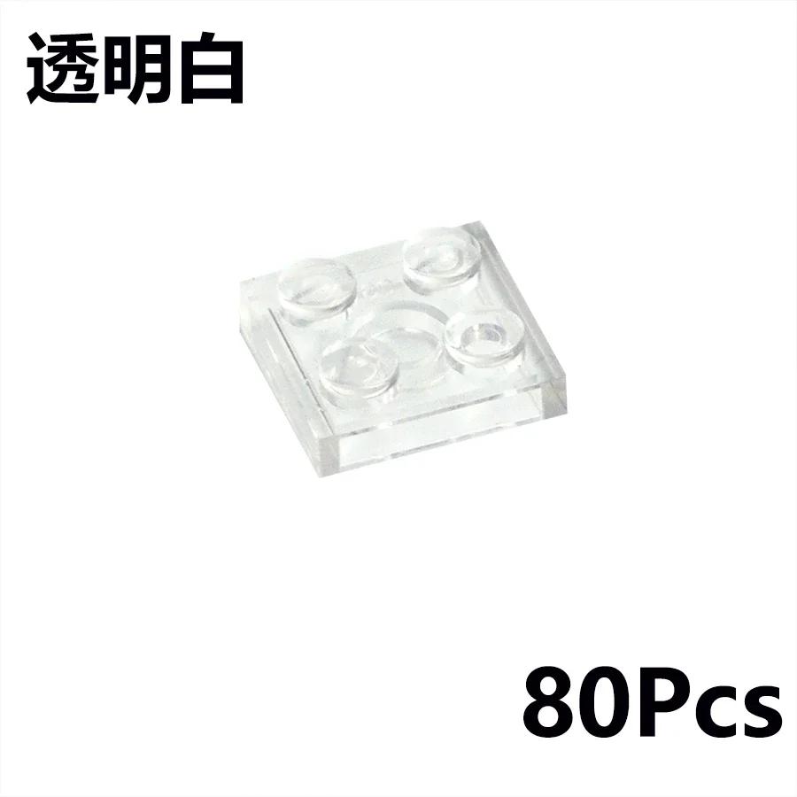 

80PCS MOC Assemble Transparent Thin Bricks 2x2 Dots Plate Building Blocks Particle Clear Toys Kid Birthday Gift Compatible 3022 прозрачный белый