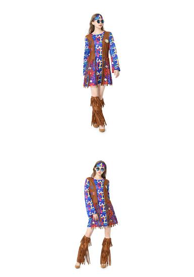 Halloween Hippie Tassel Costume Set: Retro Bohemian Skirt, Euro-American Hip Hop Cosplay