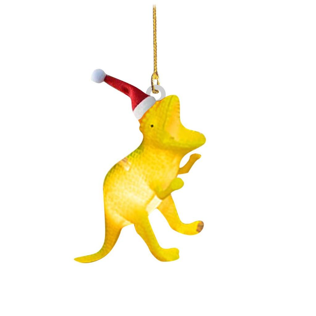Festive Flat Dinosaur Acrylic Christmas Ornament Cheerful Vehicle Decoration Gift For All Ages
