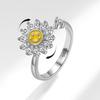 Verstellbarer drehbarer Sonnenblumenring für Damen Zirkon Offener Bandring Angstlindernder Stressreduzierender Schmuck Geschenk