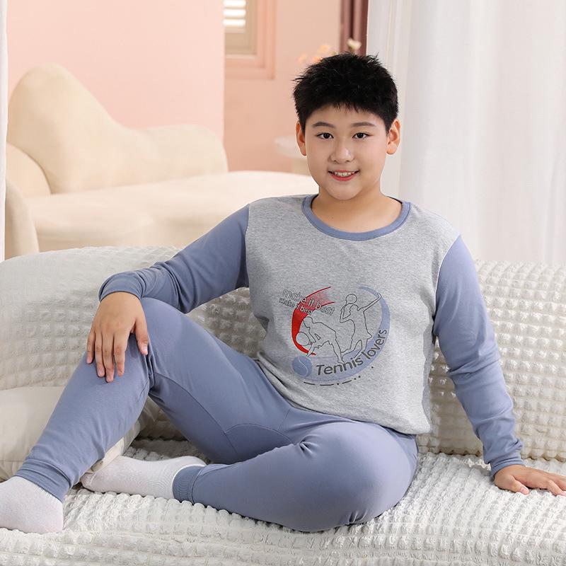 

Комплект теплой хлопковой пижамы для мальчиков больших размеров - Эластичная посадка для осени и зимы 140cm