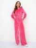 Women's Casual Zip-Up Hoodie with Drawstring Pants 2-Piece Set, Solid Color Silver Fox Fleece Tracksuit