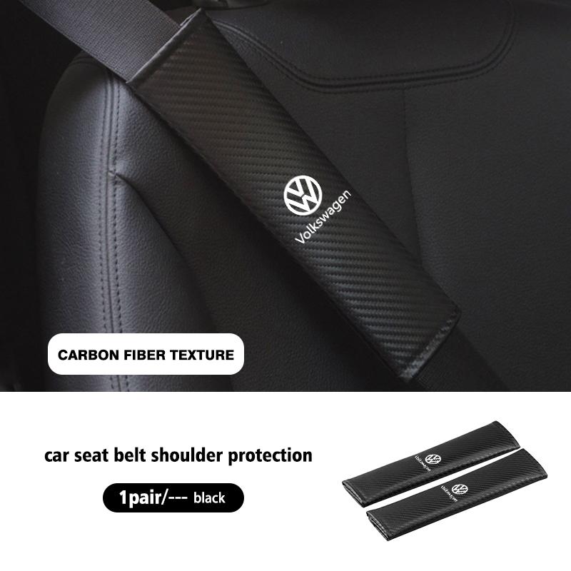 BIG1 For Volkswagen VW 2pcs Car Seat Belt Shoulder Protector Litchi Grain Fatigue Relief Pad Polo Jetta Sagitar Magotan Passat B5 B6