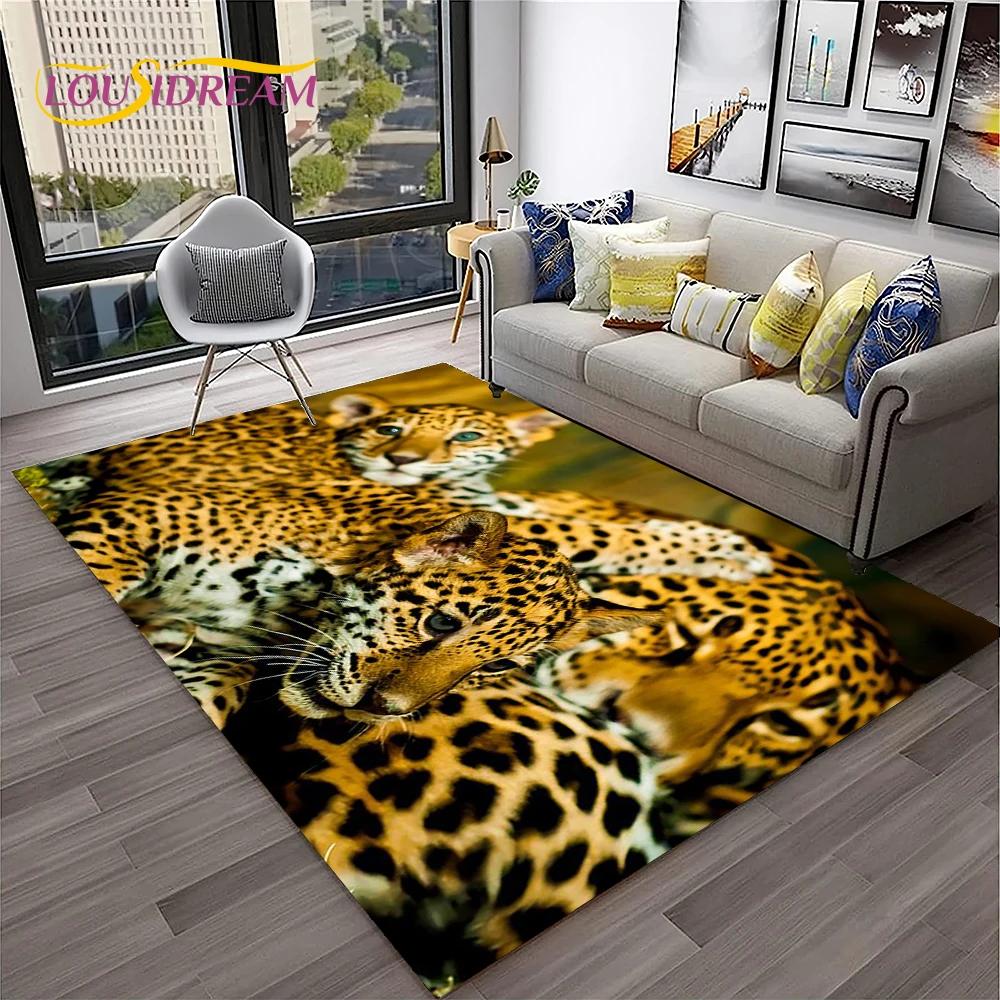 Beast Leopard Cheetah Cartoon Animal Carpet Rug for Home Living Room Bedroom Sofa Doormat Decor,kids Area Rug Non-slip Floor Mat