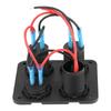 Keenso DC12/24V 4-Way Waterproof Switch Panel with LED Light, ON/OFF Toggle, 4.2A USB Socket, Voltmeter, and Cigarette Lighter (Blue Light) for Marine