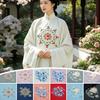 150x50cm Exquisite Chinese Style Peony Flower Embroidery  Patches Fabric High-End Acetate Satin Fabric DIY Sewing Hanfu Dress