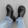 Fashion Thick Soled Men's Leather Shoes Luxury  Designer Styles Daily Fashion Party Outdoor Casual Youth Shoes Classic Black