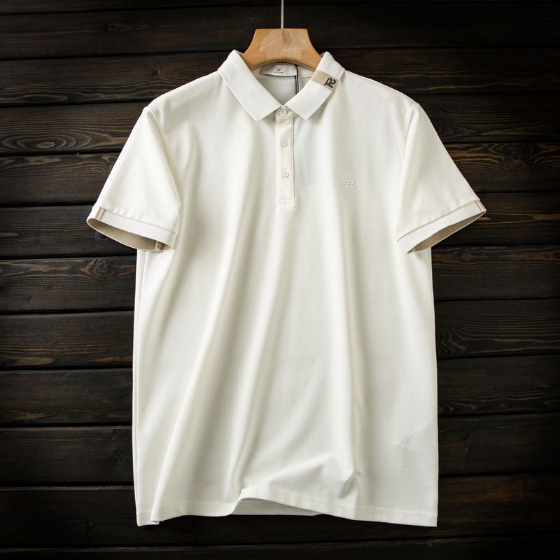 Italian Light Luxury Cabinet 398! Cool Feeling Delicate Pearl Cotton Men's Summer Breathable Lapel Short Sleeve T-shirt Polo Shirt