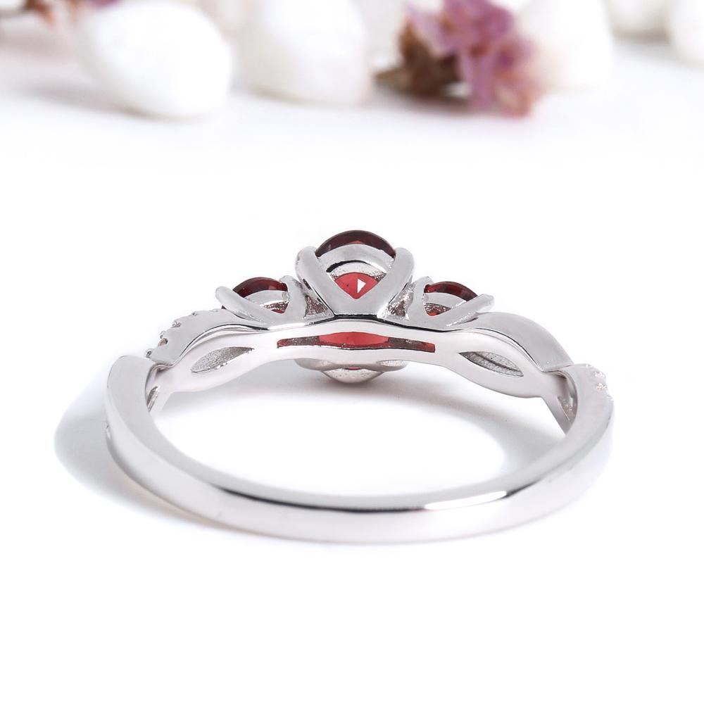 Schlichter Damenring Natürliche Rote Granat Edelsteine 925 Silberring - Eleganter Schmuck für den täglichen Gebrauch