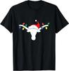 White Longhorn Christmas Lights Santa Hat Horn Antlers T-Shirt