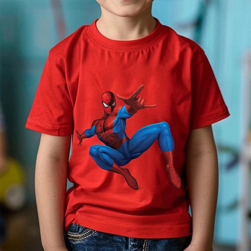 Tendencias de Moda Estampado de Dibujos Animados Anime Spider-Man Ropa para Niños y Niñas Camiseta en Verano Ropa Infantil Manga Corta