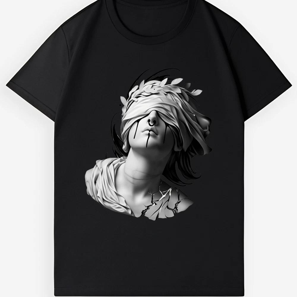 Blindfolded Figure Tee | Emotional Art Print Unisex Cotton T-Shirt M