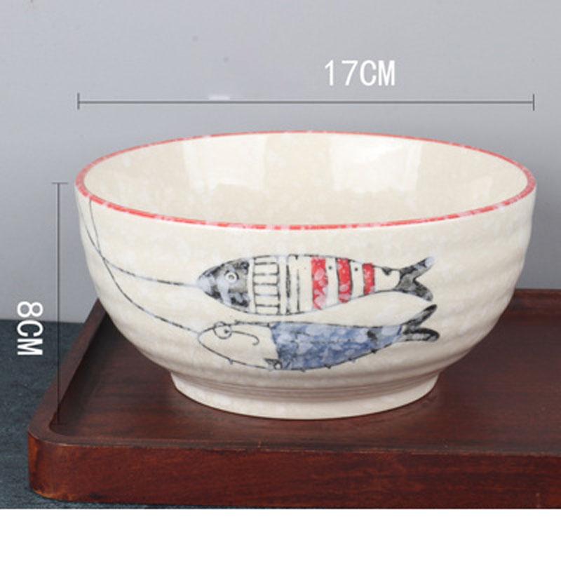 Japanese Underglaze Hand-painted 7-inch Ceramic Household Ramen Bowl Soup Bowl Commercial Restaurant Noodle Bowl Large