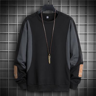 Mode Herren Splicing Top Lässig Locker Trend Langarm T-Shirt Farbabstimmung Frühling und Herbst Herren Pullover