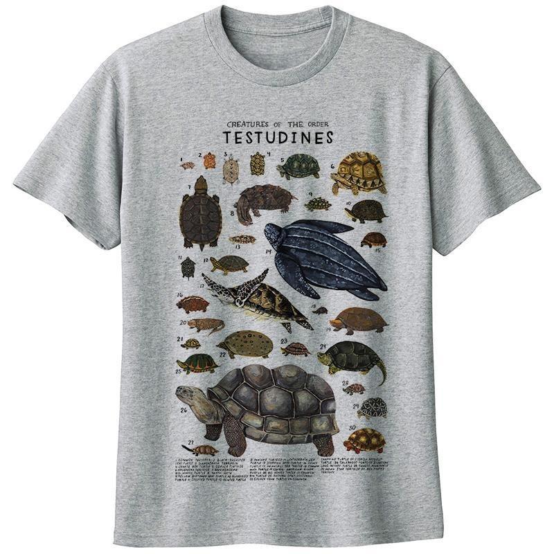 

Turtle Short-sleeved T-shirt, Turtle, Tortoise Water Turtle Science Popularization Round Neck Parent-child Outfit Natural Summer 4XL