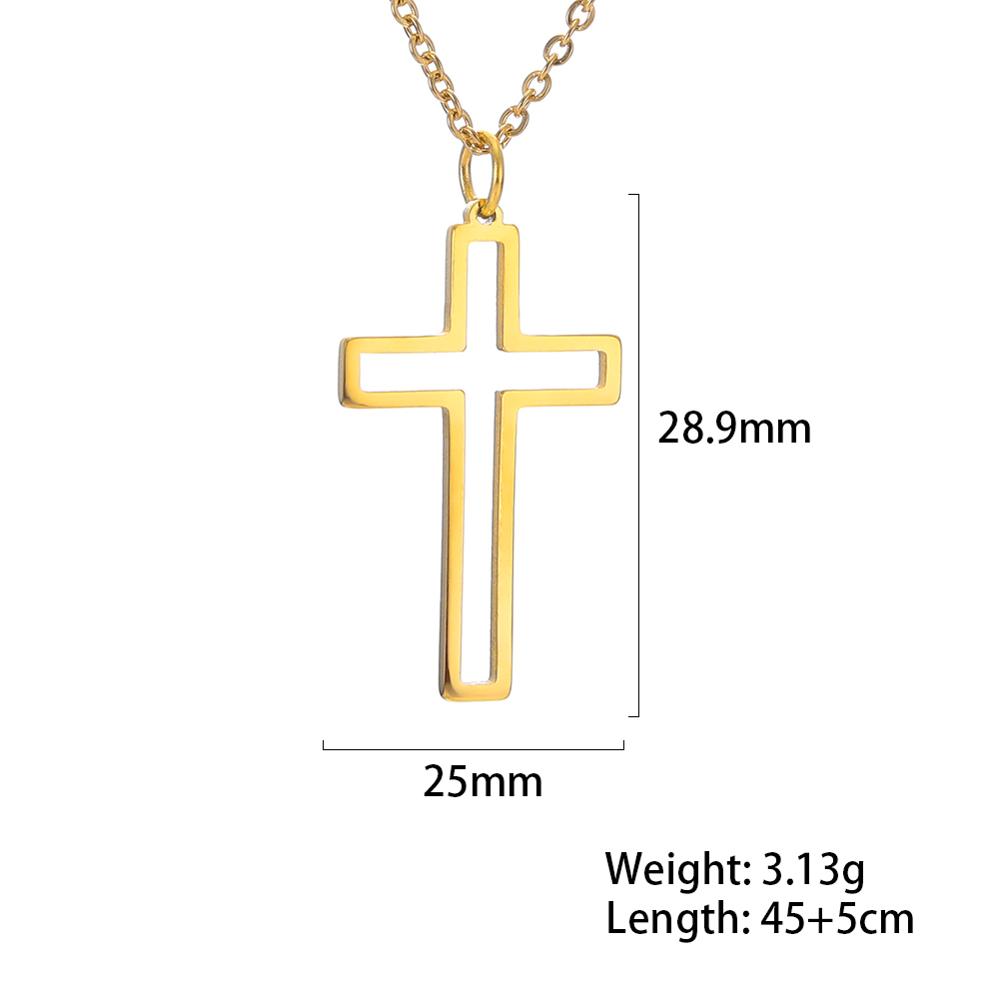 Cazador Trendy Religious Jesus Cross Pendant Necklace Gold Color Stainless Steel Chain Necklaces For Unisex Hollow Jewelry Gift