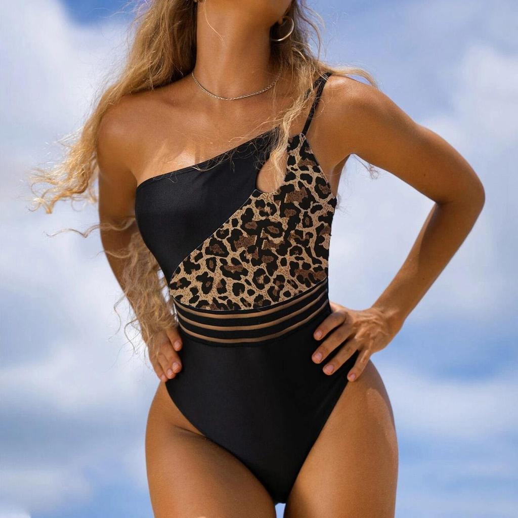 Costume da bagno da donna, triangolo, pezzo unico, tinta unita, piastra di giunzione, monospalla, bikini scolpito