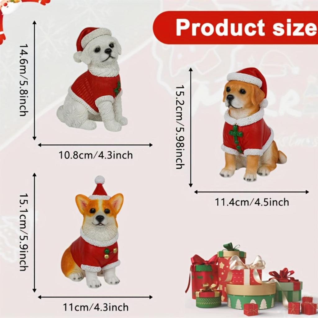 Christmas Dog Resin Decoration Cute CorgiBeagle Labrador Dog Wearing Christmas Hat And Christmas Sweater Christmas Ornament
