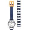 Used [New] Q&Q SmileSolar Watch Solar Analog Mini Series Waterproof Urethane Belt Border Pattern RP01J035 Women's Blue